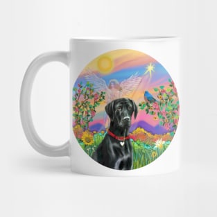 Sky Angel Rainbow Bridge with a Black Labrador Retriever Mug